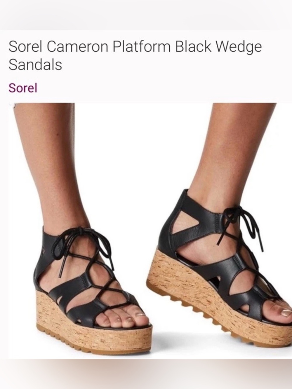 Sorel Cameron Platform Black Wedges Like New!